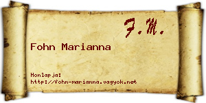 Fohn Marianna névjegykártya